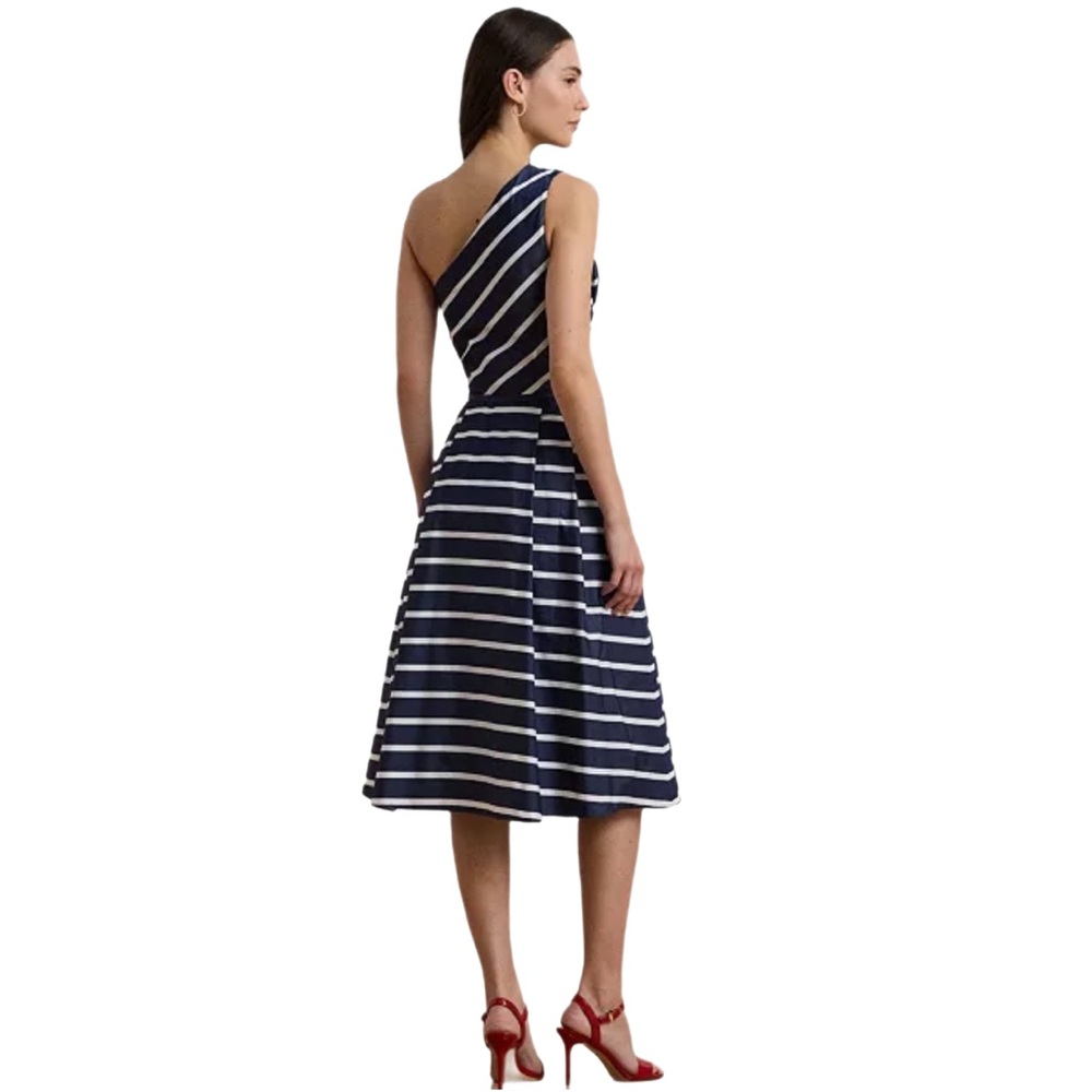 Lauren Ralph Lauren Women's Striped Belted Taffeta Cocktail Dress NEW - Picture 4 of 6